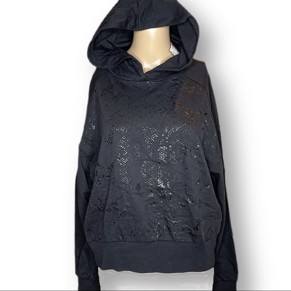 Socialite snake skin print hoodie black XS